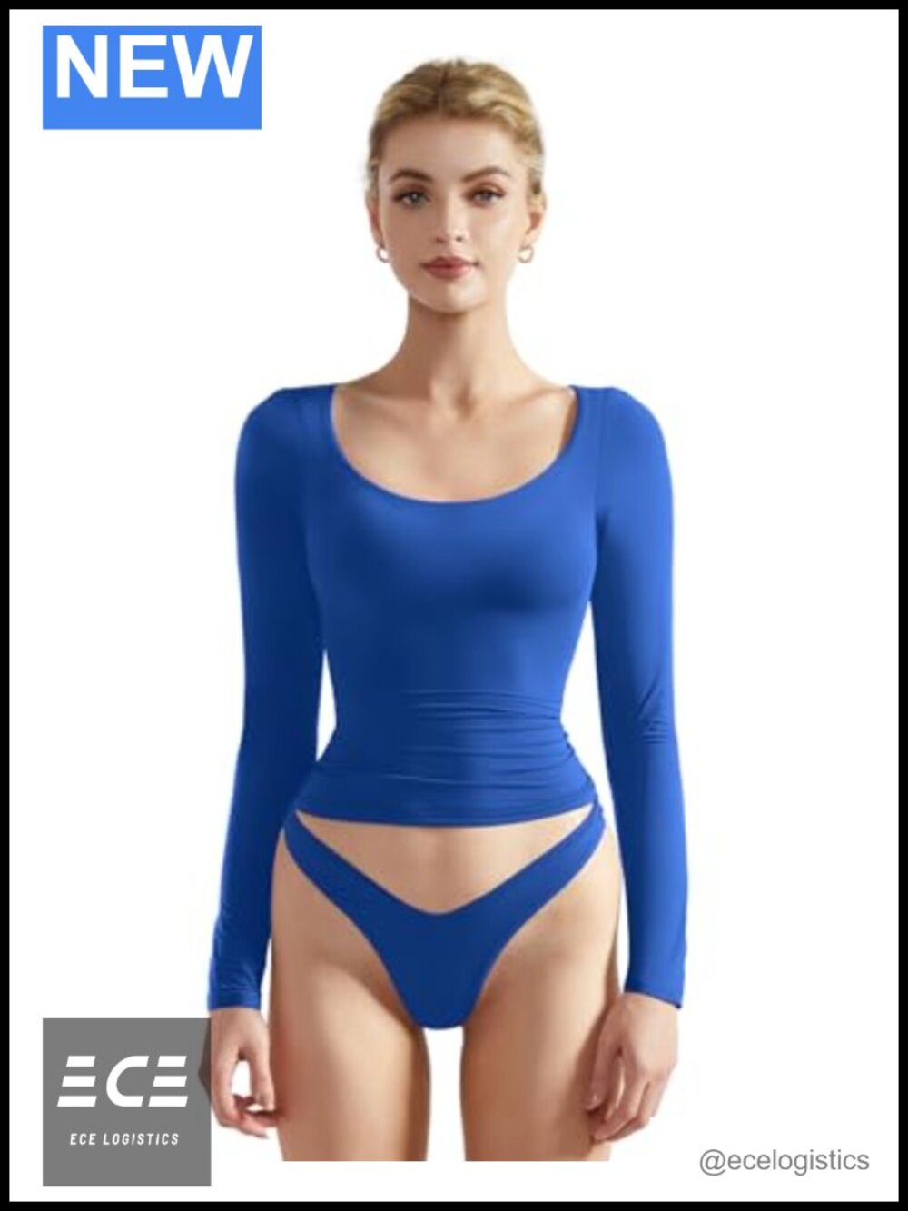 Double Lined Scoop Neck Long Sleeve T-Shirt Buttery Soft Fitted Top